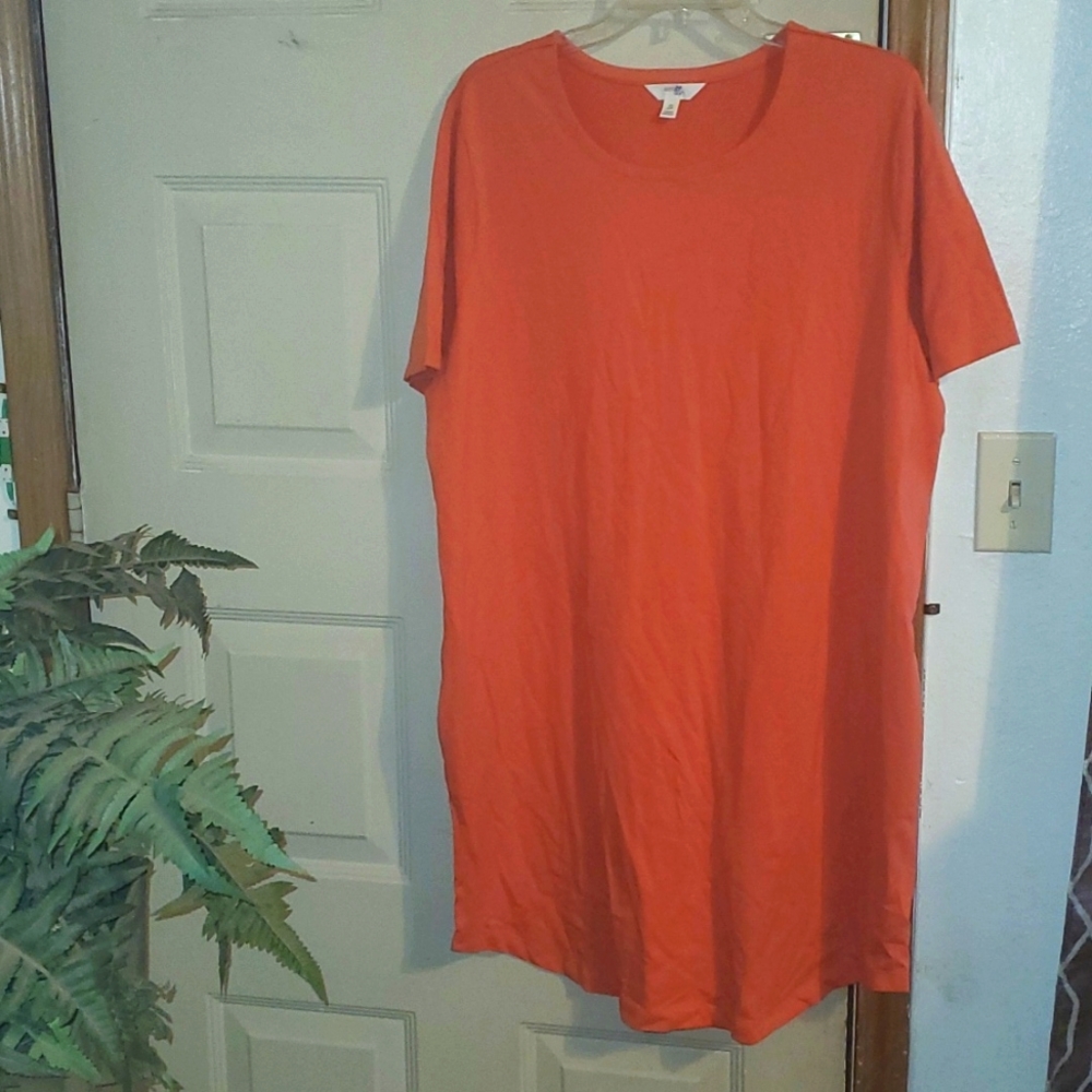 Orange tshirt dress with pockets
